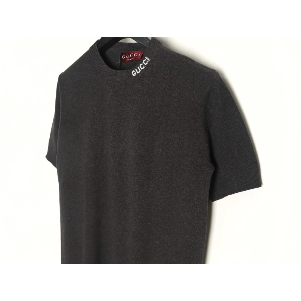 Gucci collar intarsia knitted short-sleeved T-shirt,Gucci