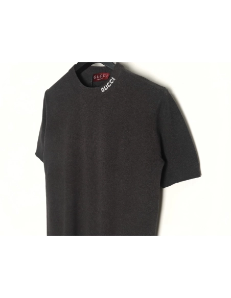 Gucci collar intarsia knitted short-sleeved T-shirt,Gucci