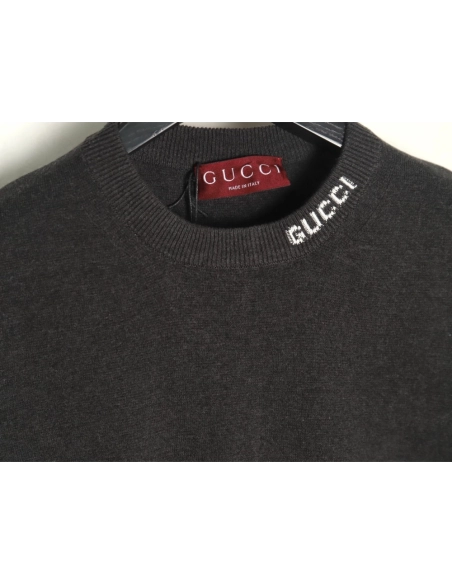 Gucci collar intarsia knitted short-sleeved T-shirt,Gucci