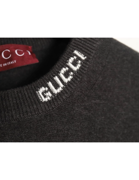 Gucci collar intarsia knitted short-sleeved T-shirt,Gucci