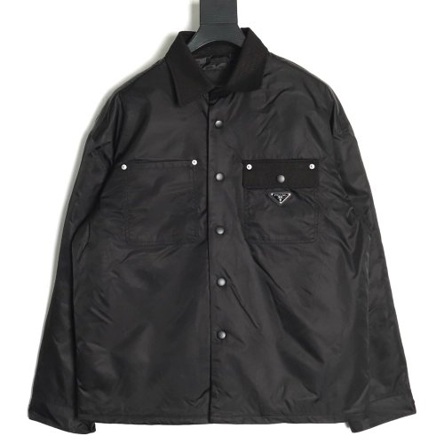 Prada triangle logo flap cotton jacket,Prada