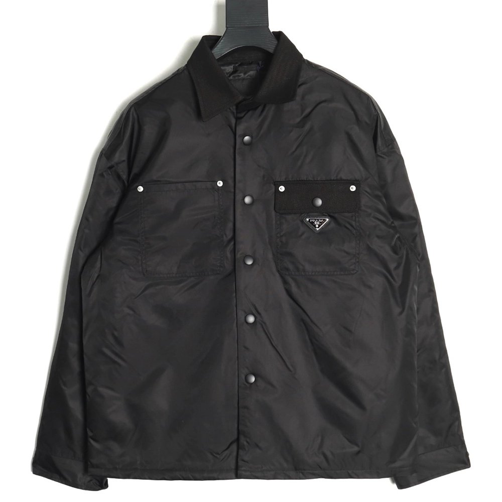 Prada triangle logo flap cotton jacket,Prada