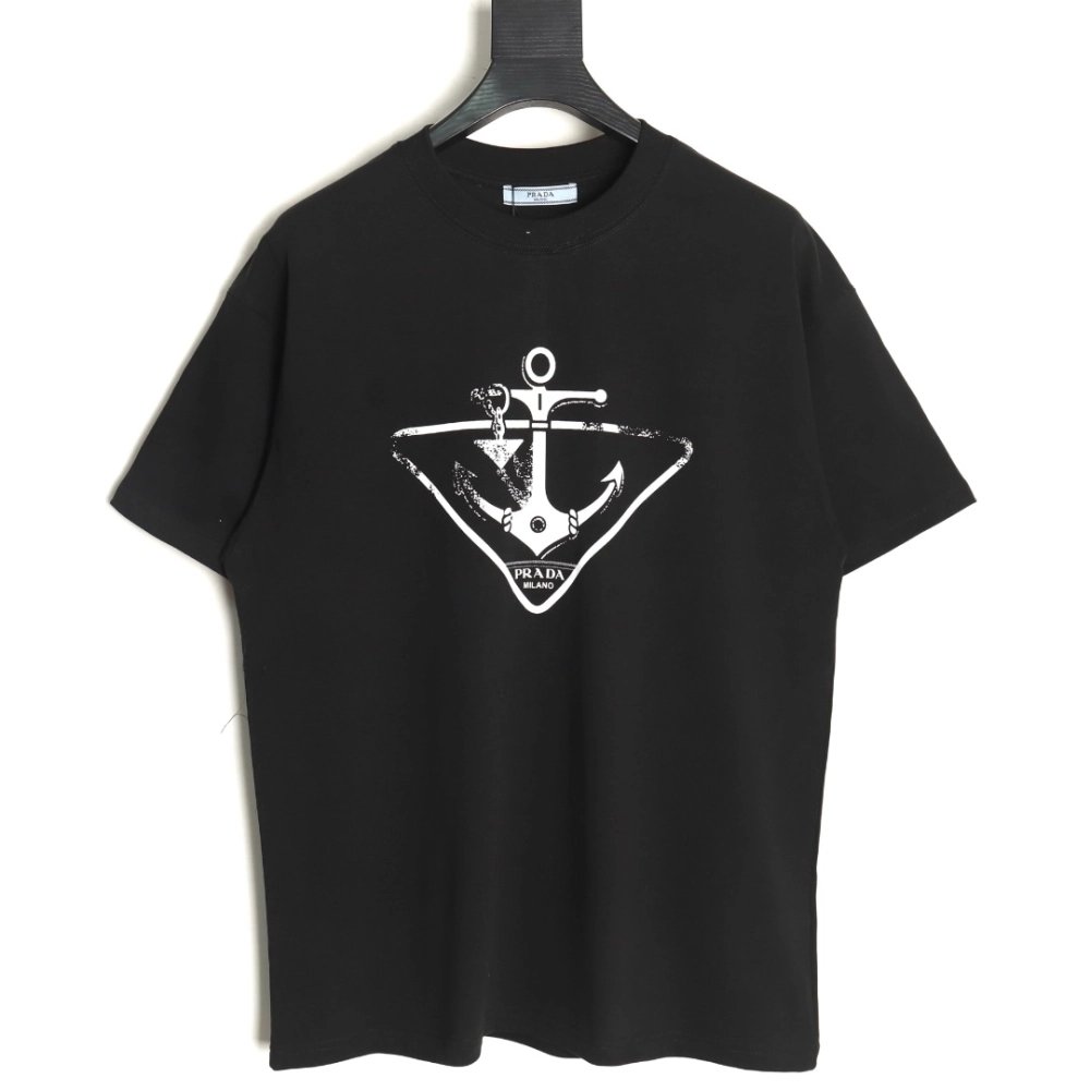 Prada Classic Anchor Triangle Print Round Neck T-Shirt TSK1,Prada