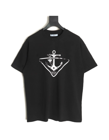 Prada Classic Anchor Triangle Print Round Neck T-Shirt TSK1,Prada