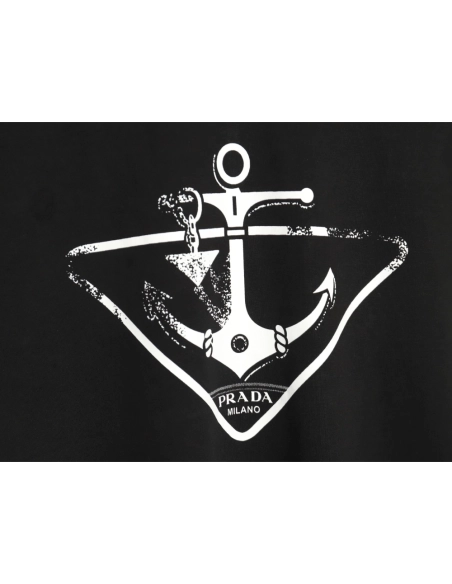 Prada Classic Anchor Triangle Print Round Neck T-Shirt TSK1,Prada