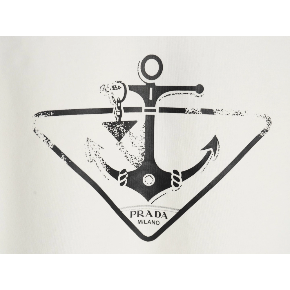 Prada Classic Anchor Triangle Print Round Neck T-Shirt,Prada