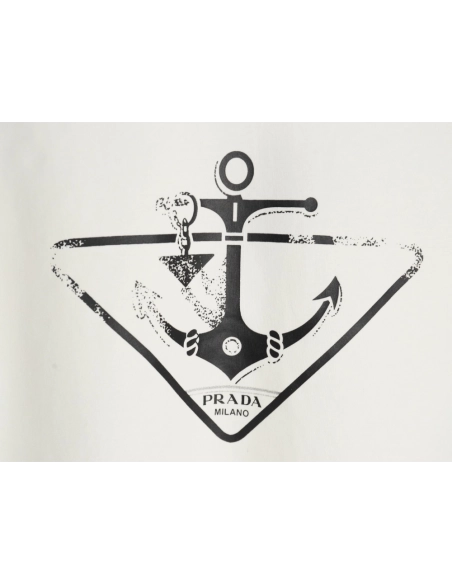 Prada Classic Anchor Triangle Print Round Neck T-Shirt,Prada