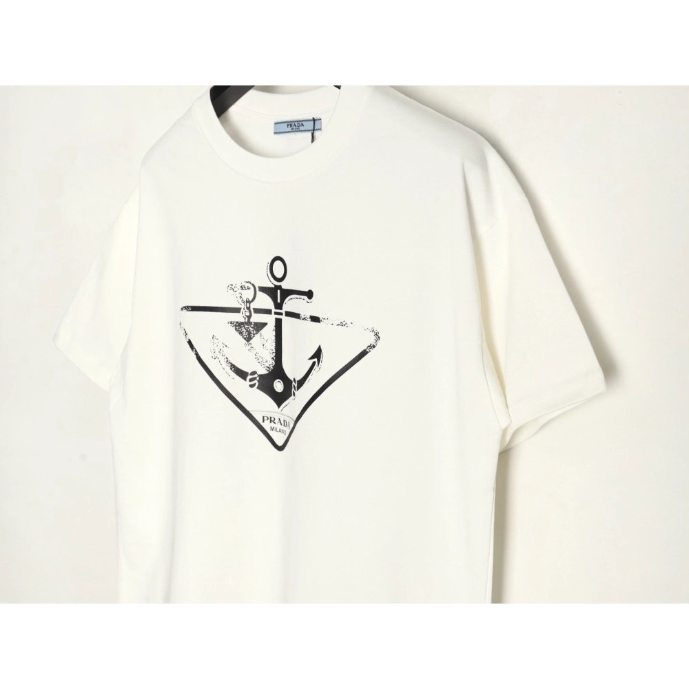Prada Classic Anchor Triangle Print Round Neck T-Shirt,Prada