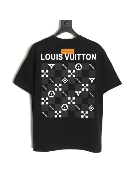Louis Vuitton Back Checkerboard Short Sleeve T-Shirt TSK1,Louis Vuitton