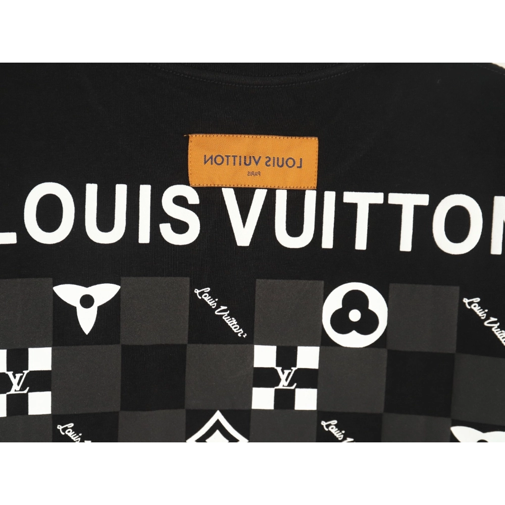 Louis Vuitton Back Checkerboard Short Sleeve T-Shirt TSK1,Louis Vuitton