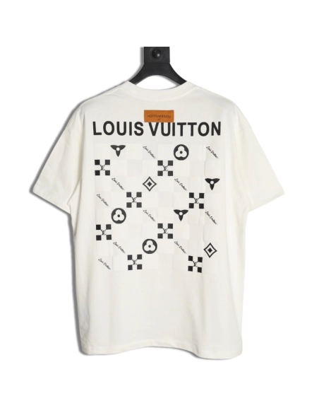 Louis Vuitton Back Checkerboard Short Sleeve T-Shirt,Louis Vuitton