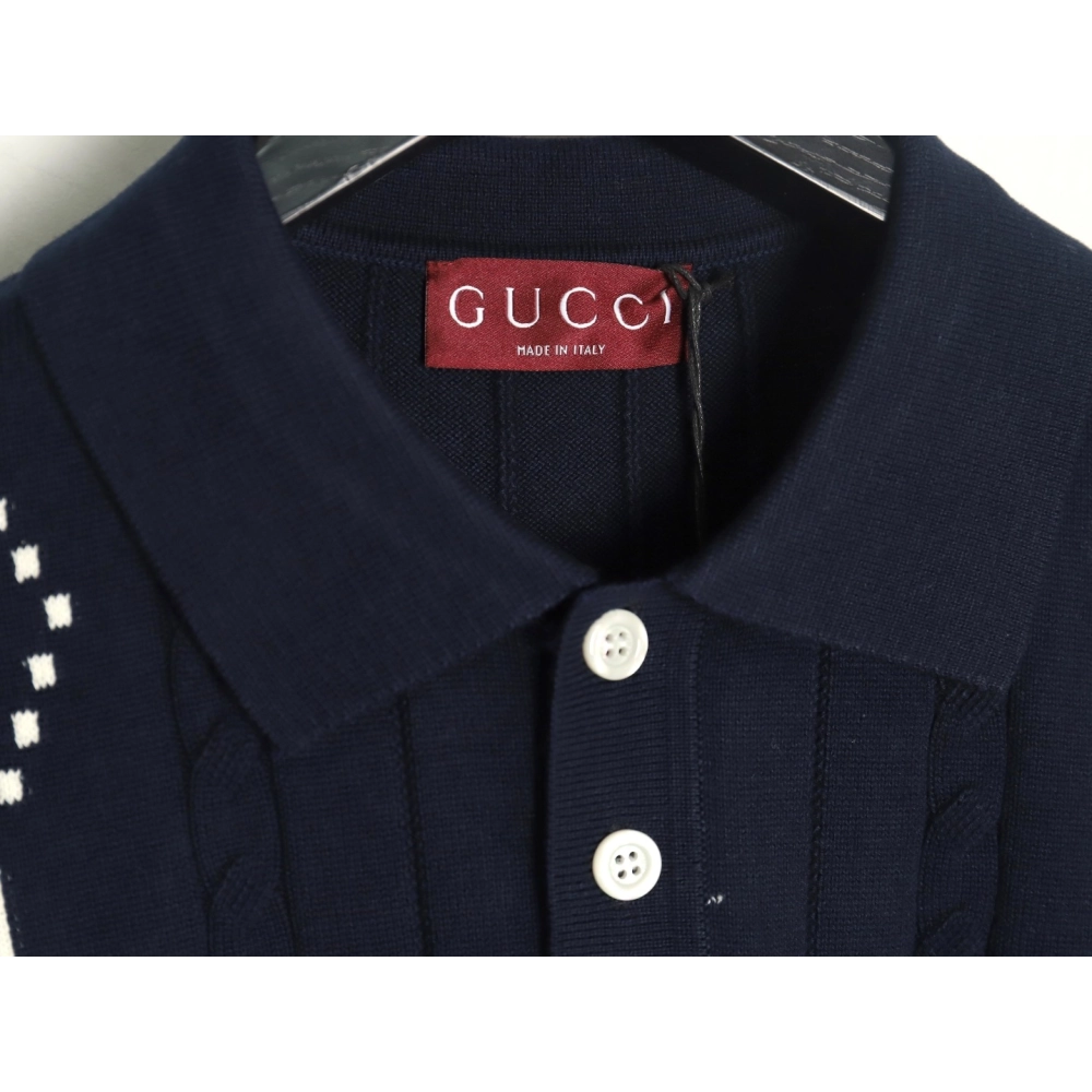 Gucci Double G jacquard cable-knit Polo short sleeves TSK1,Gucci