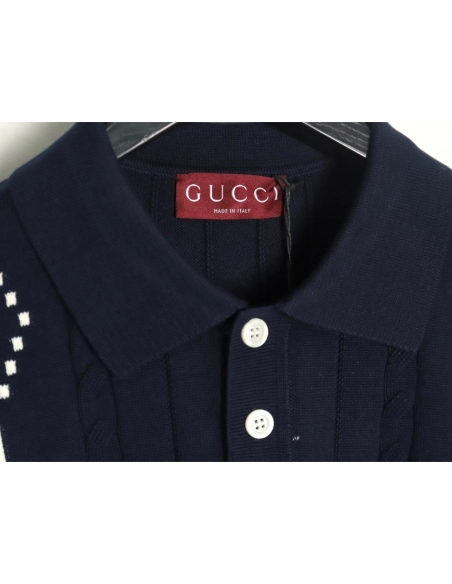Gucci Double G jacquard cable-knit Polo short sleeves TSK1,Gucci