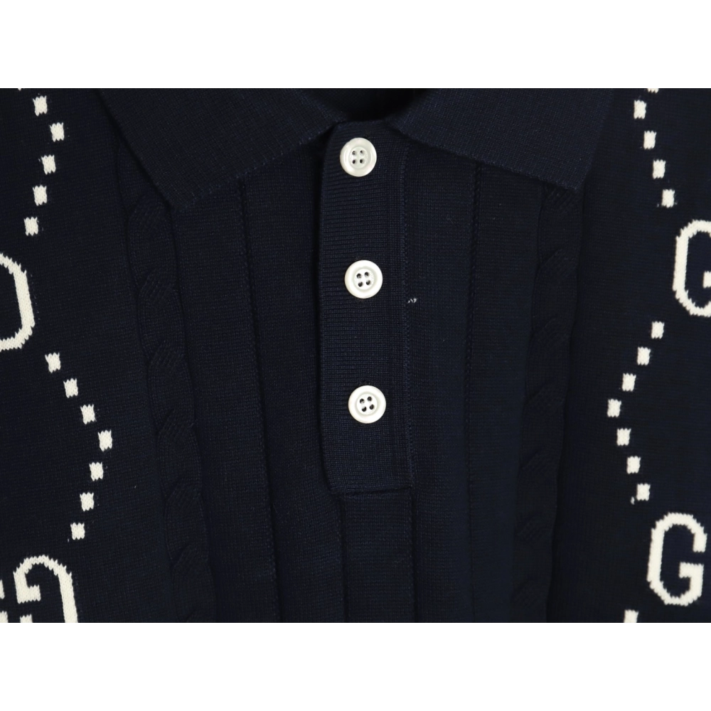 Gucci Double G jacquard cable-knit Polo short sleeves TSK1,Gucci