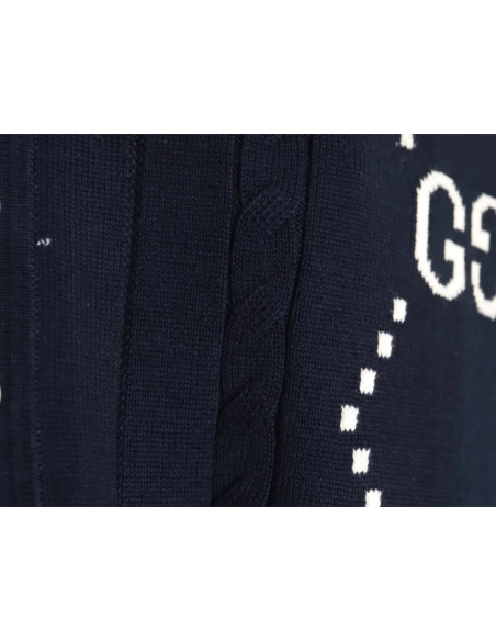Gucci Double G jacquard cable-knit Polo short sleeves TSK1,Gucci