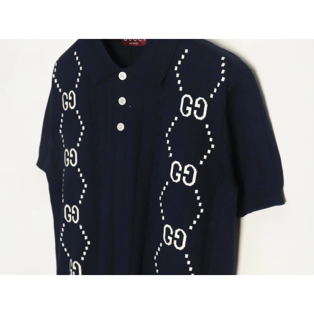 Gucci Double G jacquard cable-knit Polo short sleeves TSK1,Gucci