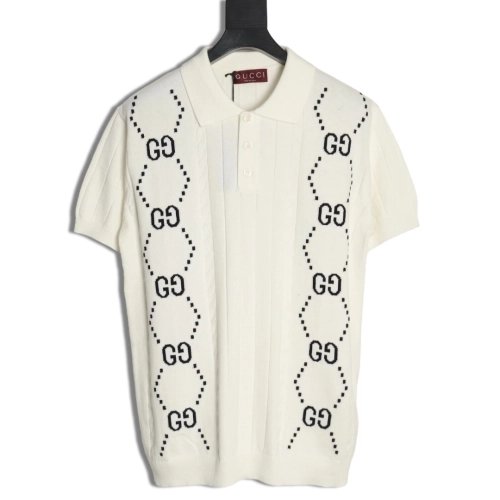 Gucci Double G jacquard cable-knit Polo short sleeves,Gucci