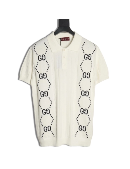 Gucci Double G jacquard cable-knit Polo short sleeves,Gucci