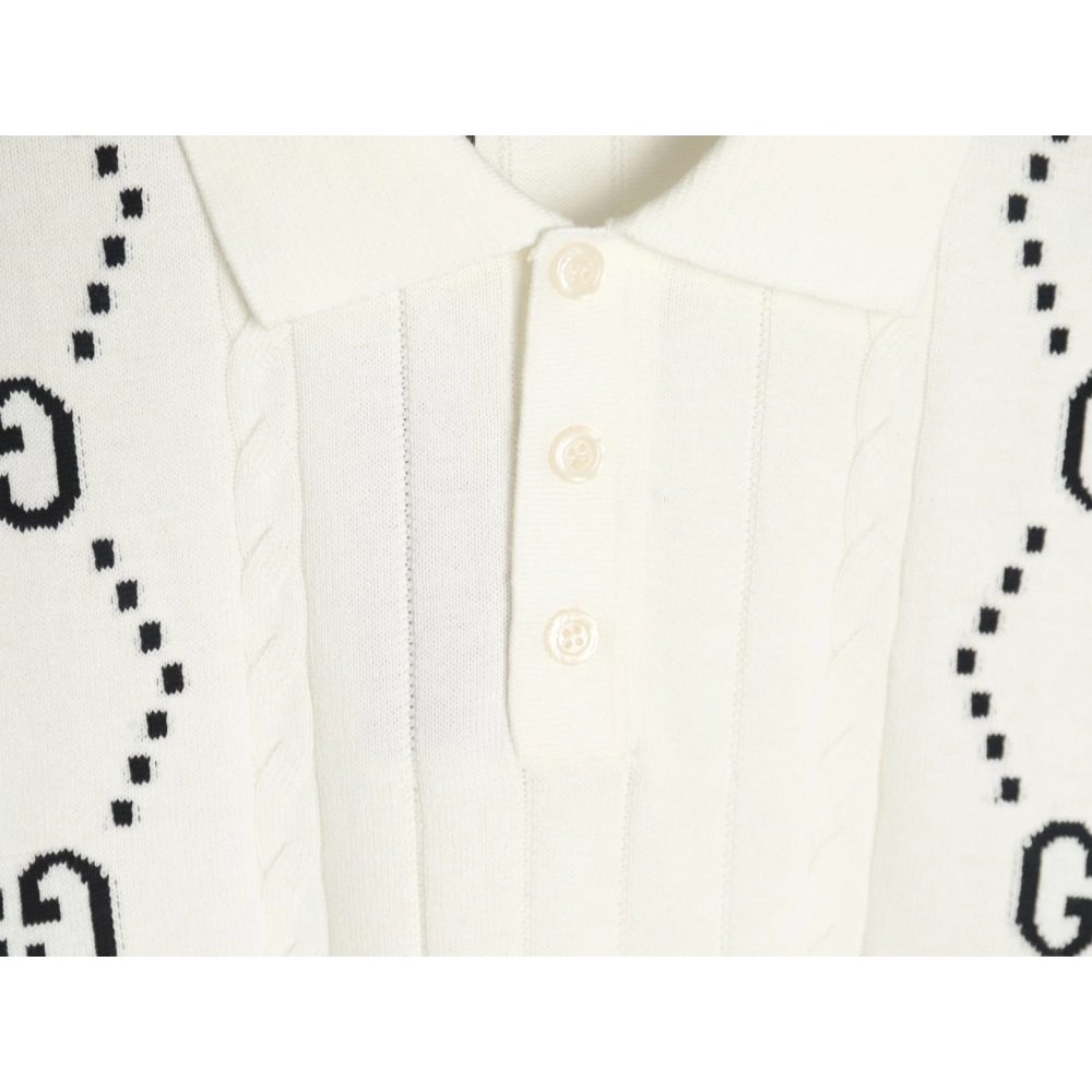 Gucci Double G jacquard cable-knit Polo short sleeves,Gucci