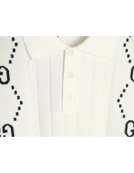 Gucci Double G jacquard cable-knit Polo short sleeves,Gucci