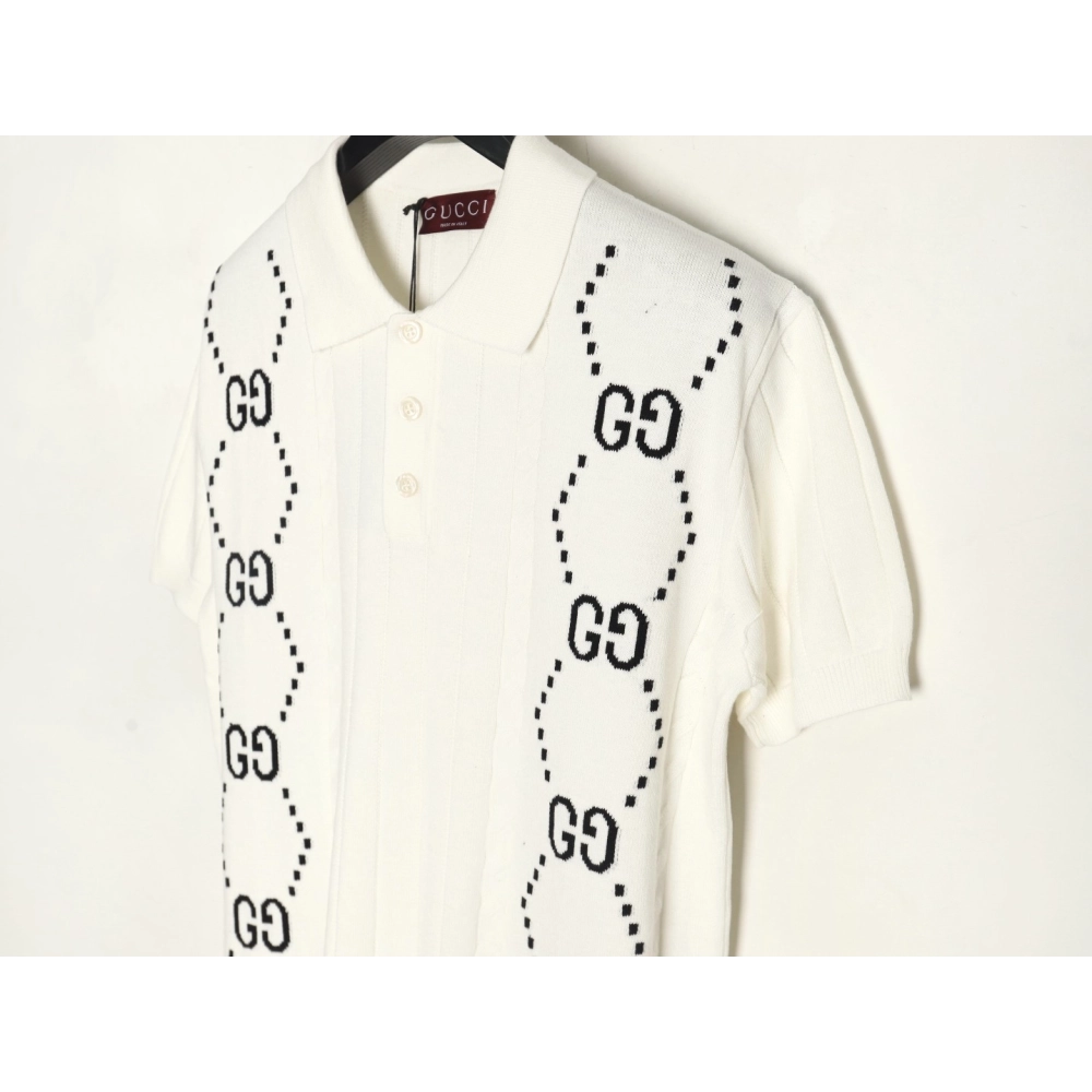 Gucci Double G jacquard cable-knit Polo short sleeves,Gucci