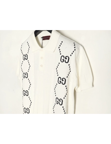 Gucci Double G jacquard cable-knit Polo short sleeves,Gucci