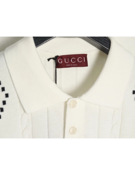 Gucci Double G jacquard cable-knit Polo short sleeves,Gucci
