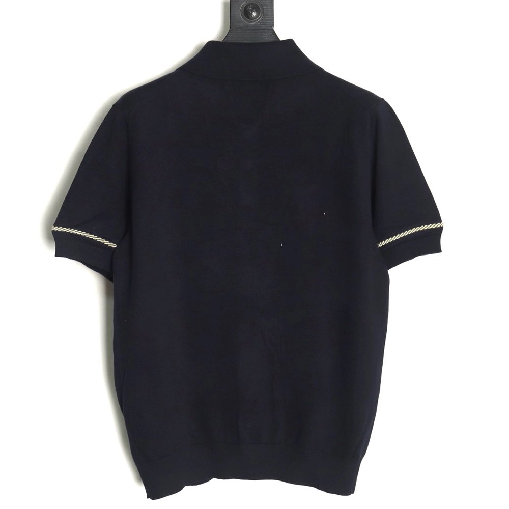 Louis Vuitton Americas Cup Collection Gold Button Knitted Polo Short Sleeve,Louis Vuitton