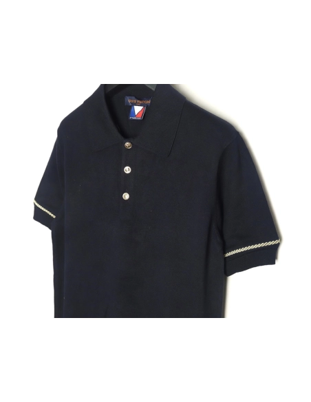 Louis Vuitton Americas Cup Collection Gold Button Knitted Polo Short Sleeve,Louis Vuitton