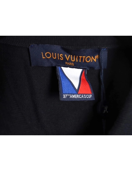 Louis Vuitton Americas Cup Collection Gold Button Knitted Polo Short Sleeve,Louis Vuitton