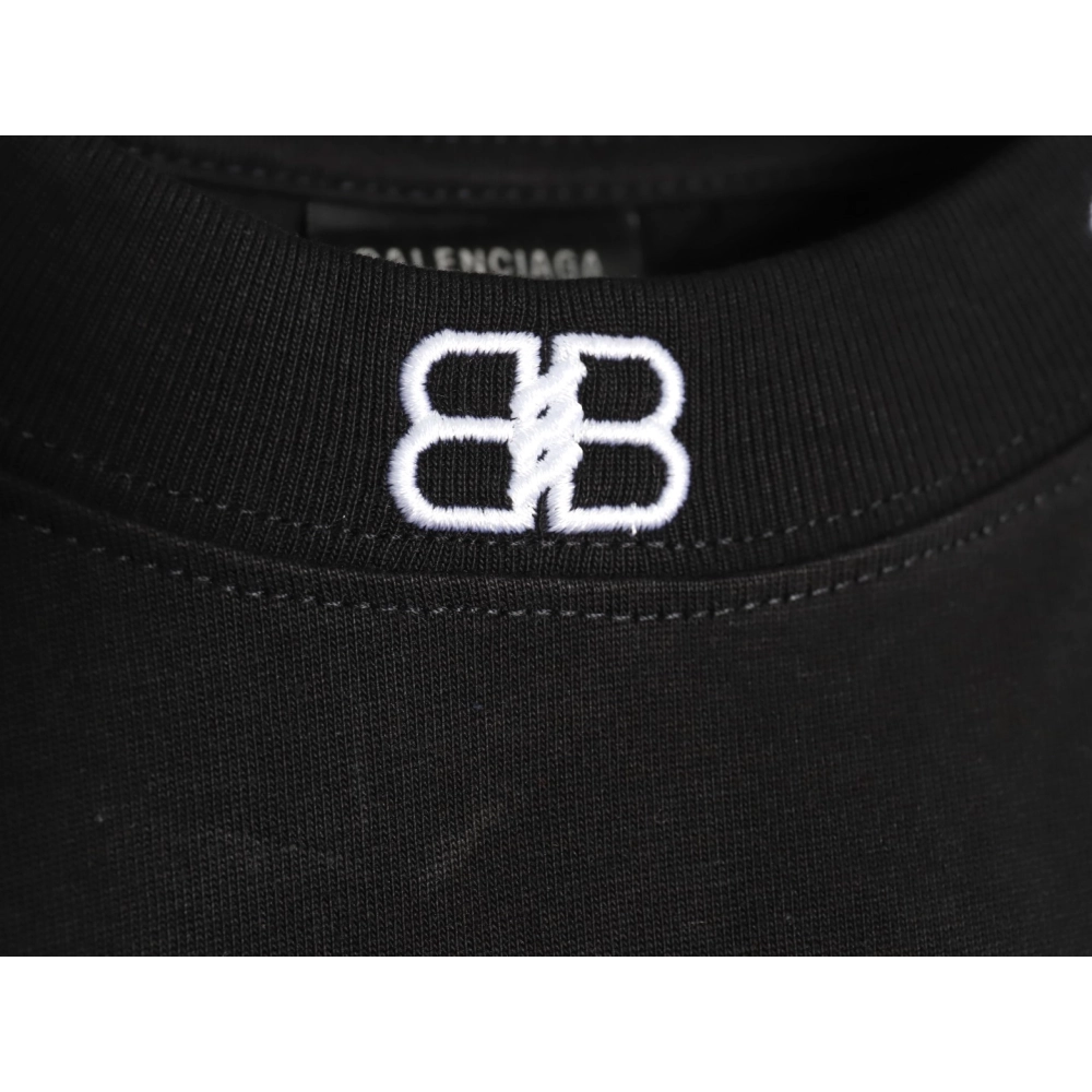 Balenciaga collar double B embroidered logo round neck short-sleeved T-shirt TSK1,Balenciaga