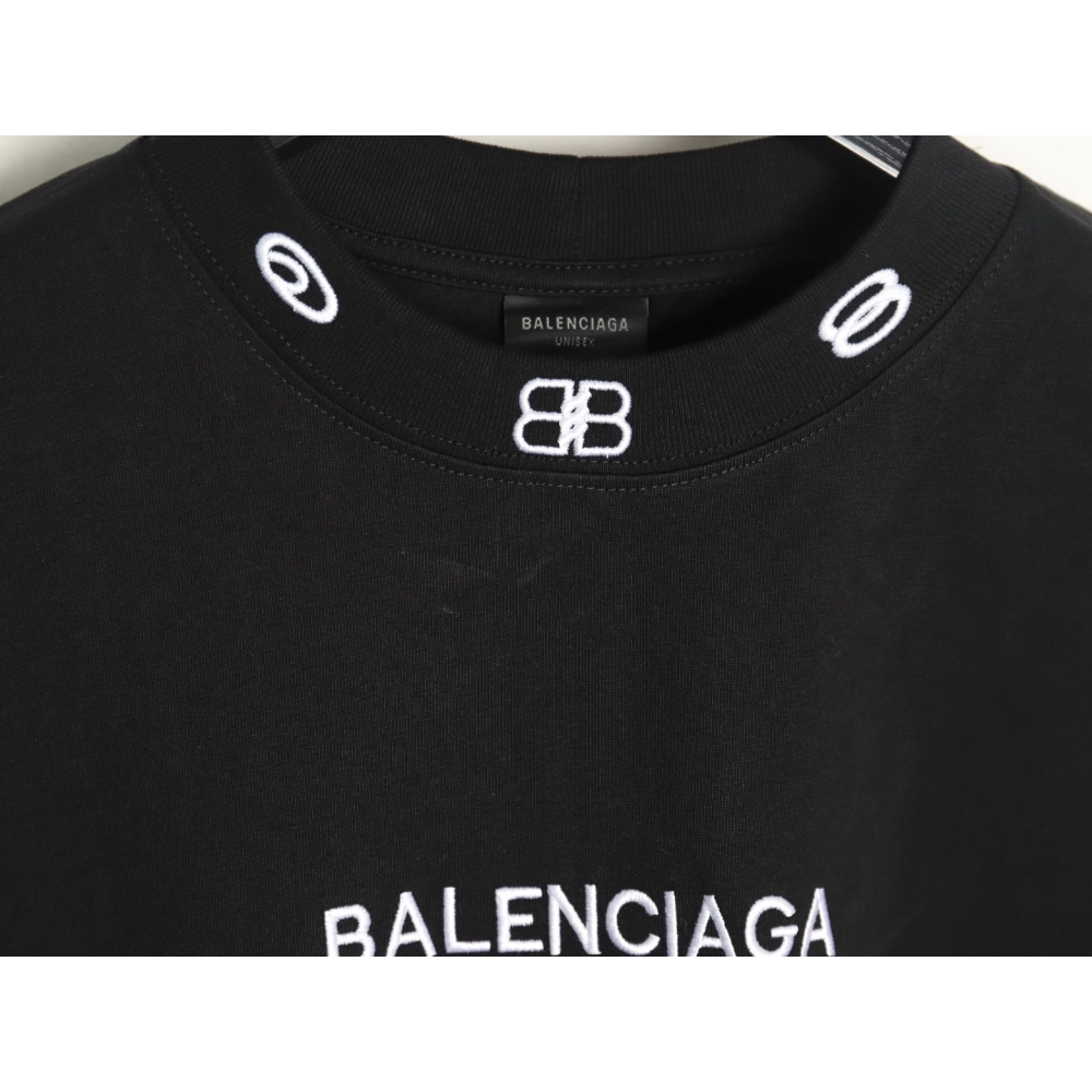 Balenciaga collar double B embroidered logo round neck short-sleeved T-shirt TSK1,Balenciaga