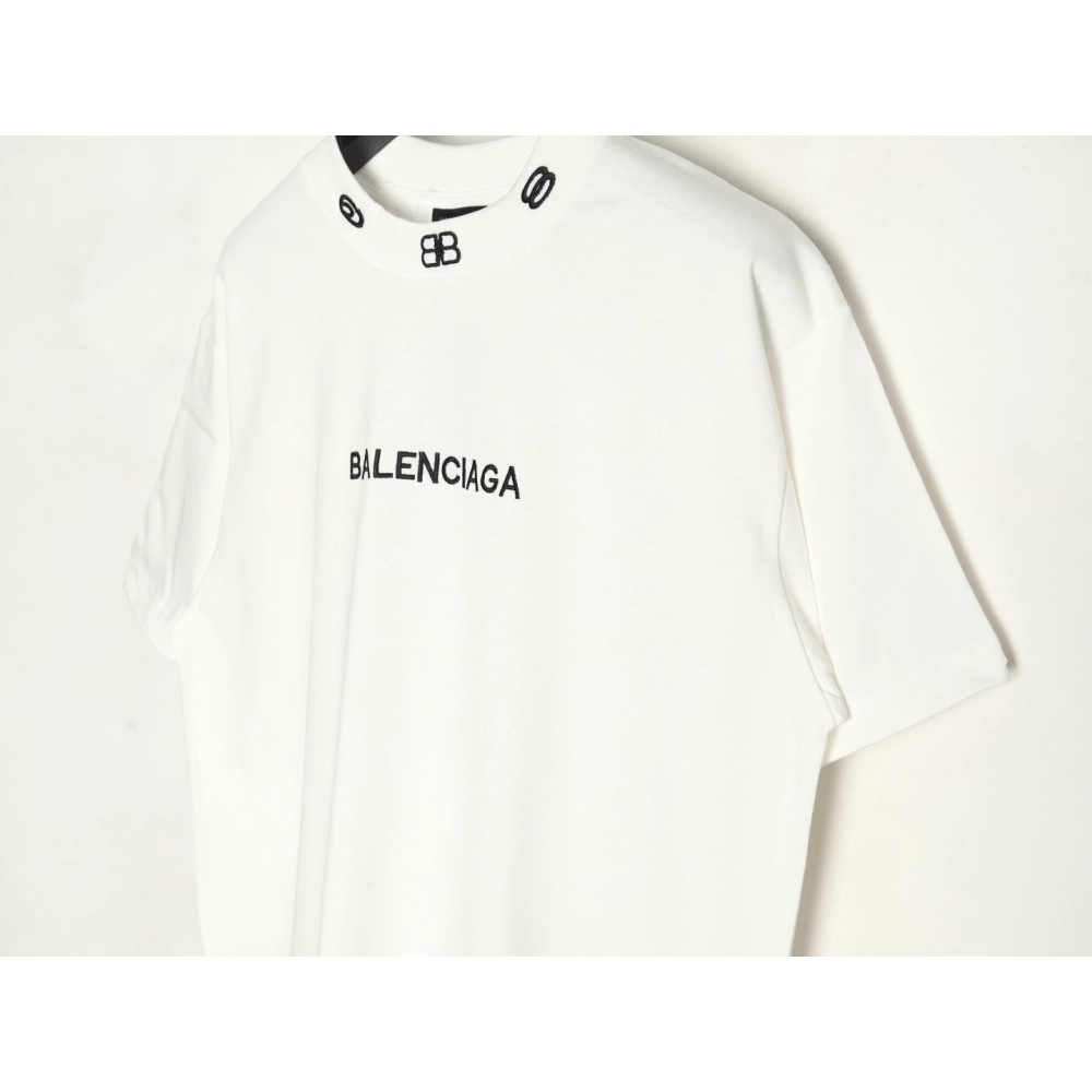 Balenciaga collar double B embroidered logo round neck short-sleeved T-shirt,Balenciaga