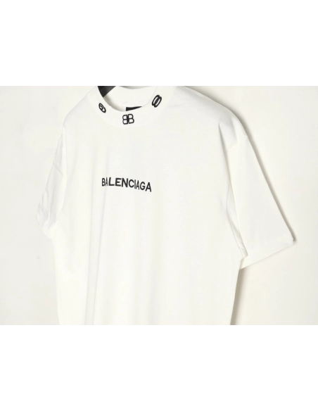 Balenciaga collar double B embroidered logo round neck short-sleeved T-shirt,Balenciaga