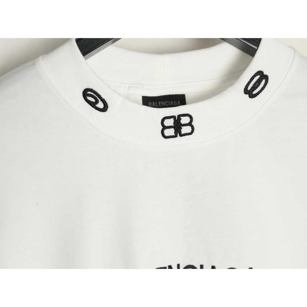 Balenciaga collar double B embroidered logo round neck short-sleeved T-shirt,Balenciaga