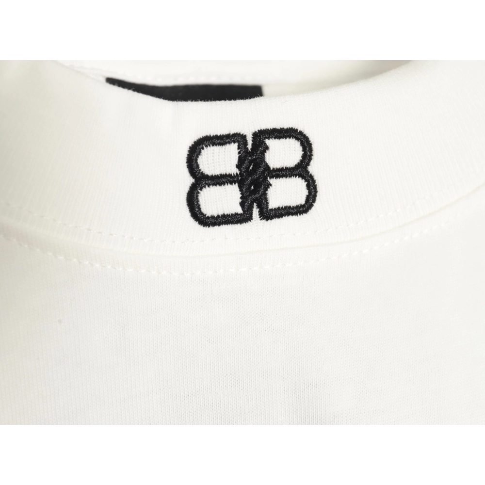 Balenciaga collar double B embroidered logo round neck short-sleeved T-shirt,Balenciaga