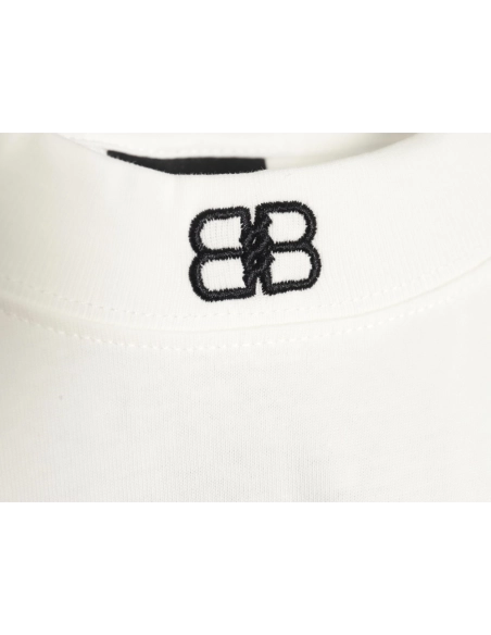 Balenciaga collar double B embroidered logo round neck short-sleeved T-shirt,Balenciaga