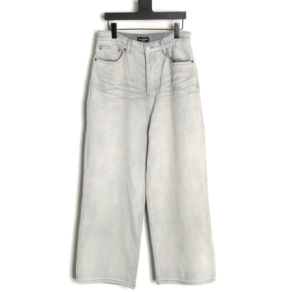 Balenciaga white waxed heavy jeans,Balenciaga