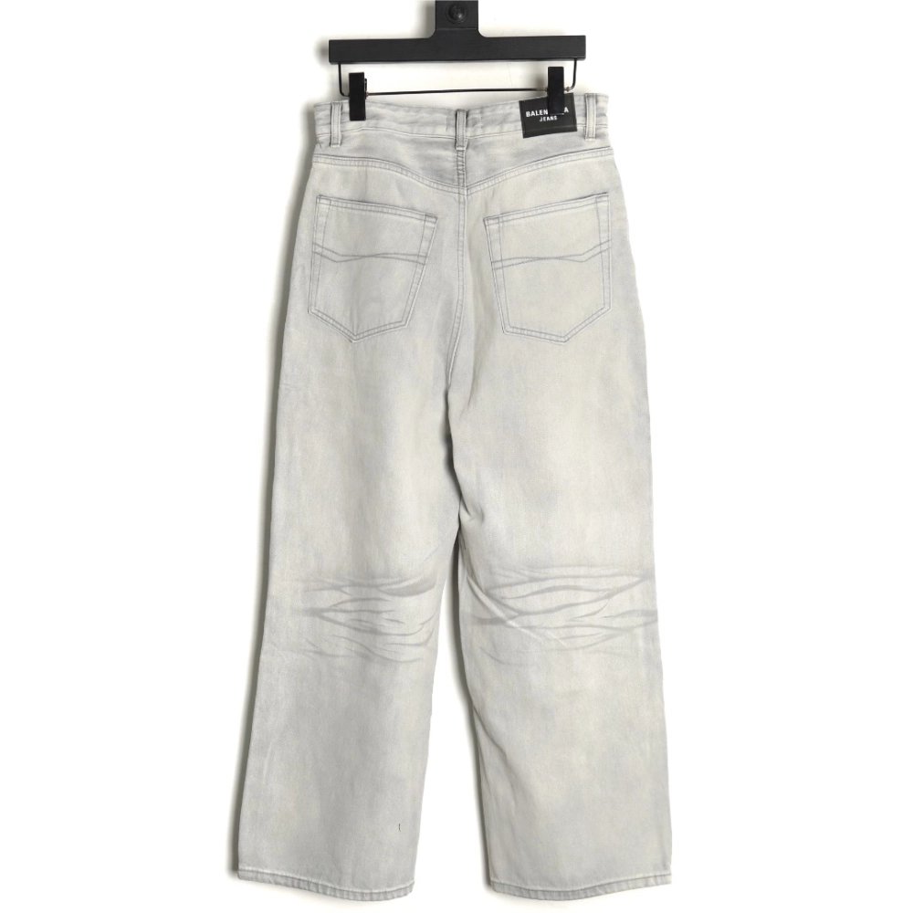 Balenciaga white waxed heavy jeans,Balenciaga