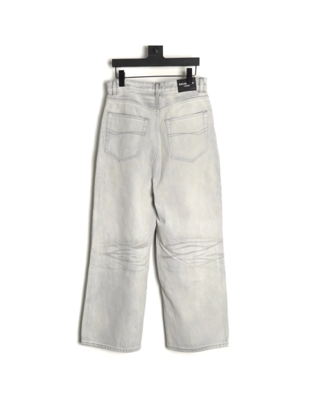 Balenciaga white waxed heavy jeans,Balenciaga
