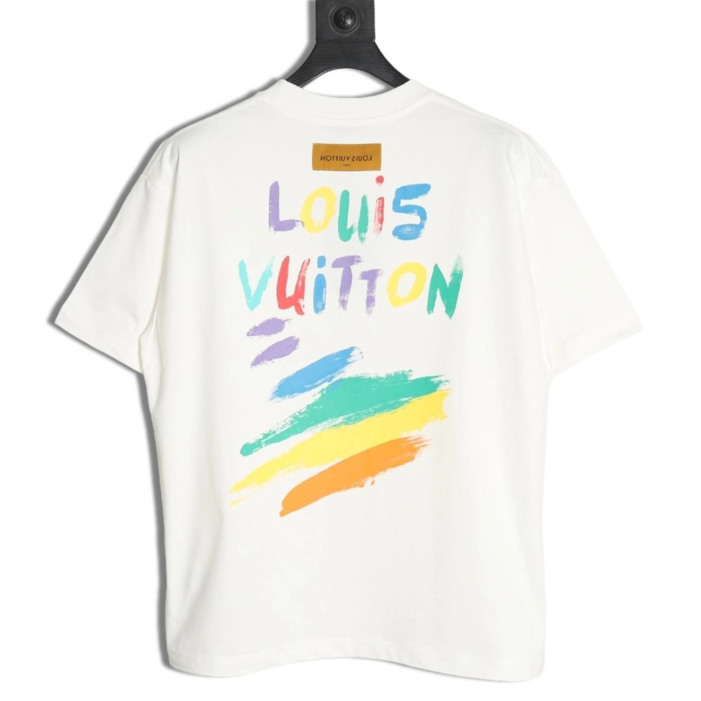 Louis Vuitton hand-painted colorful logo graffiti short-sleeved T-shirt,Louis Vuitton