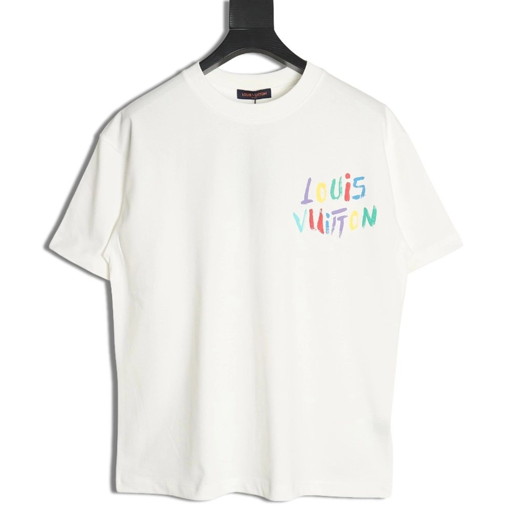 Louis Vuitton hand-painted colorful logo graffiti short-sleeved T-shirt,Louis Vuitton