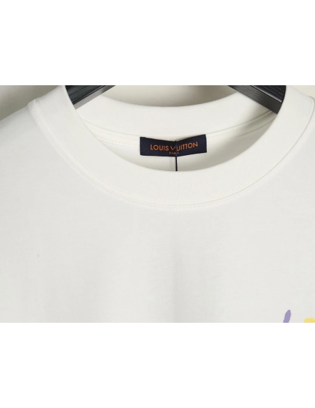 Louis Vuitton hand-painted colorful logo graffiti short-sleeved T-shirt,Louis Vuitton