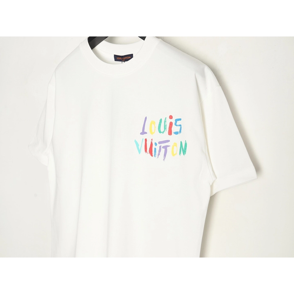 Louis Vuitton hand-painted colorful logo graffiti short-sleeved T-shirt,Louis Vuitton