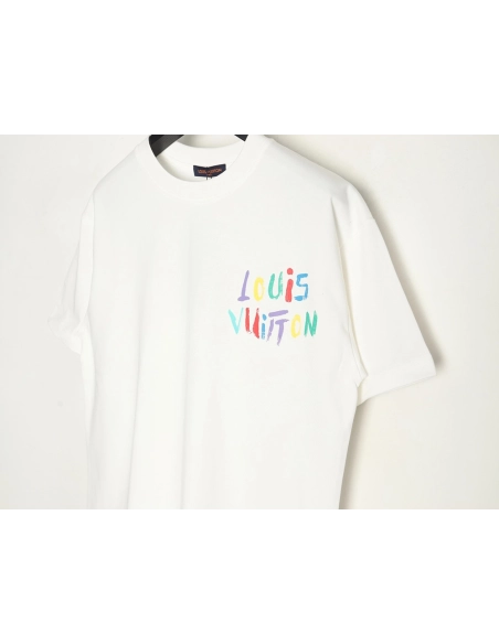 Louis Vuitton hand-painted colorful logo graffiti short-sleeved T-shirt,Louis Vuitton