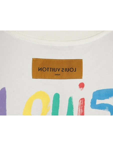 Louis Vuitton hand-painted colorful logo graffiti short-sleeved T-shirt,Louis Vuitton