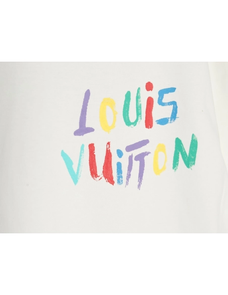 Louis Vuitton hand-painted colorful logo graffiti short-sleeved T-shirt,Louis Vuitton