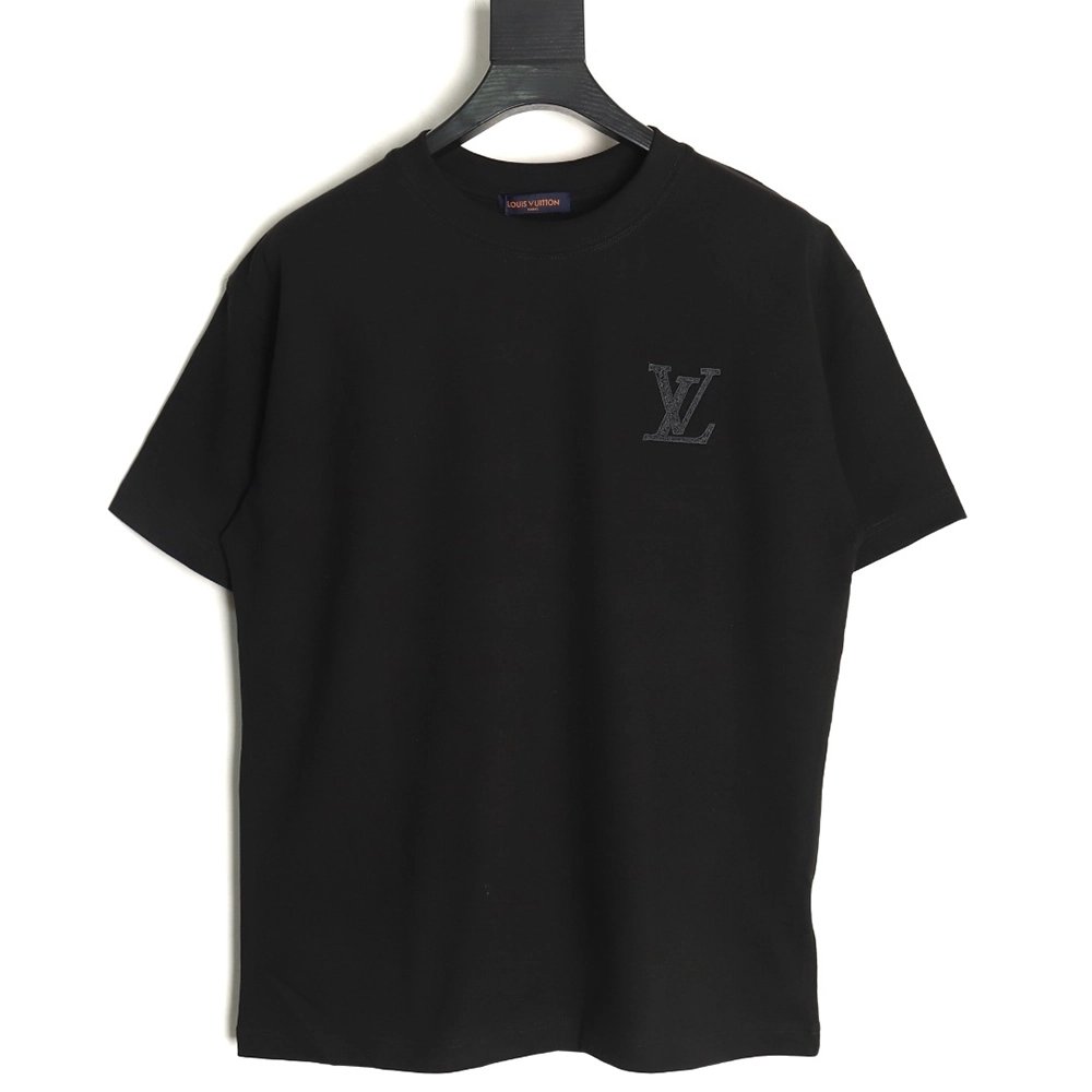 Louis Vuitton dark pattern large logo embroidered short sleeve T-shirt TSK1,Louis Vuitton