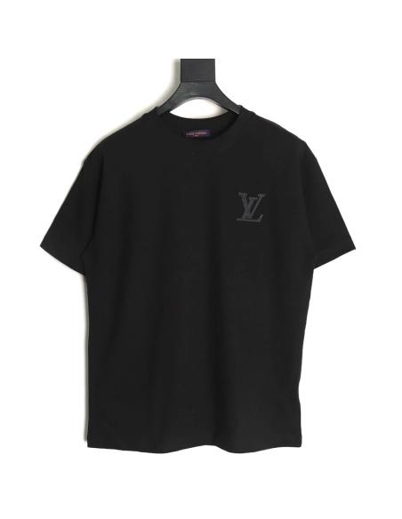 Louis Vuitton dark pattern large logo embroidered short sleeve T-shirt TSK1,Louis Vuitton
