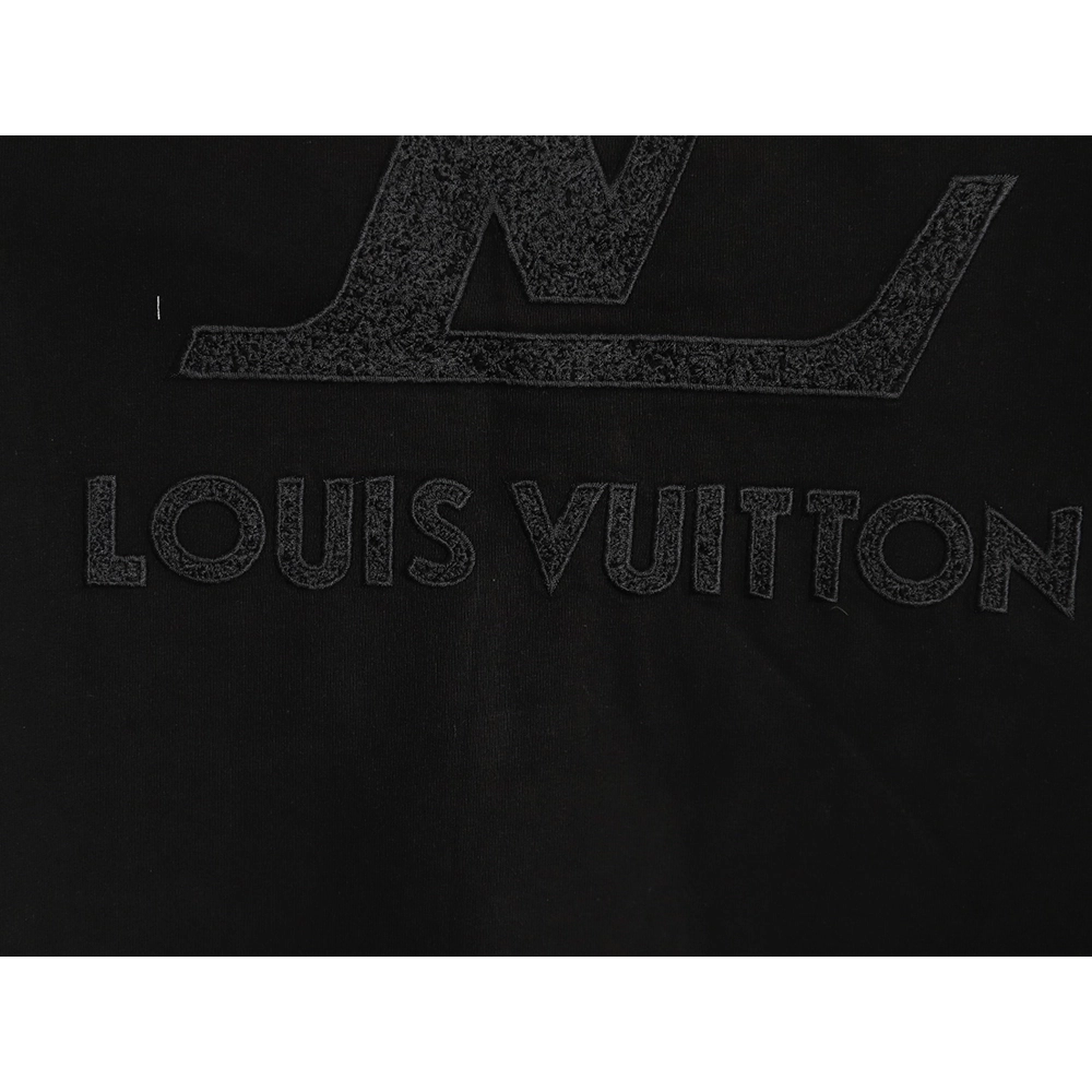 Louis Vuitton dark pattern large logo embroidered short sleeve T-shirt TSK1,Louis Vuitton